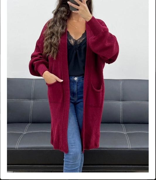 Gilet mi long bordeaux