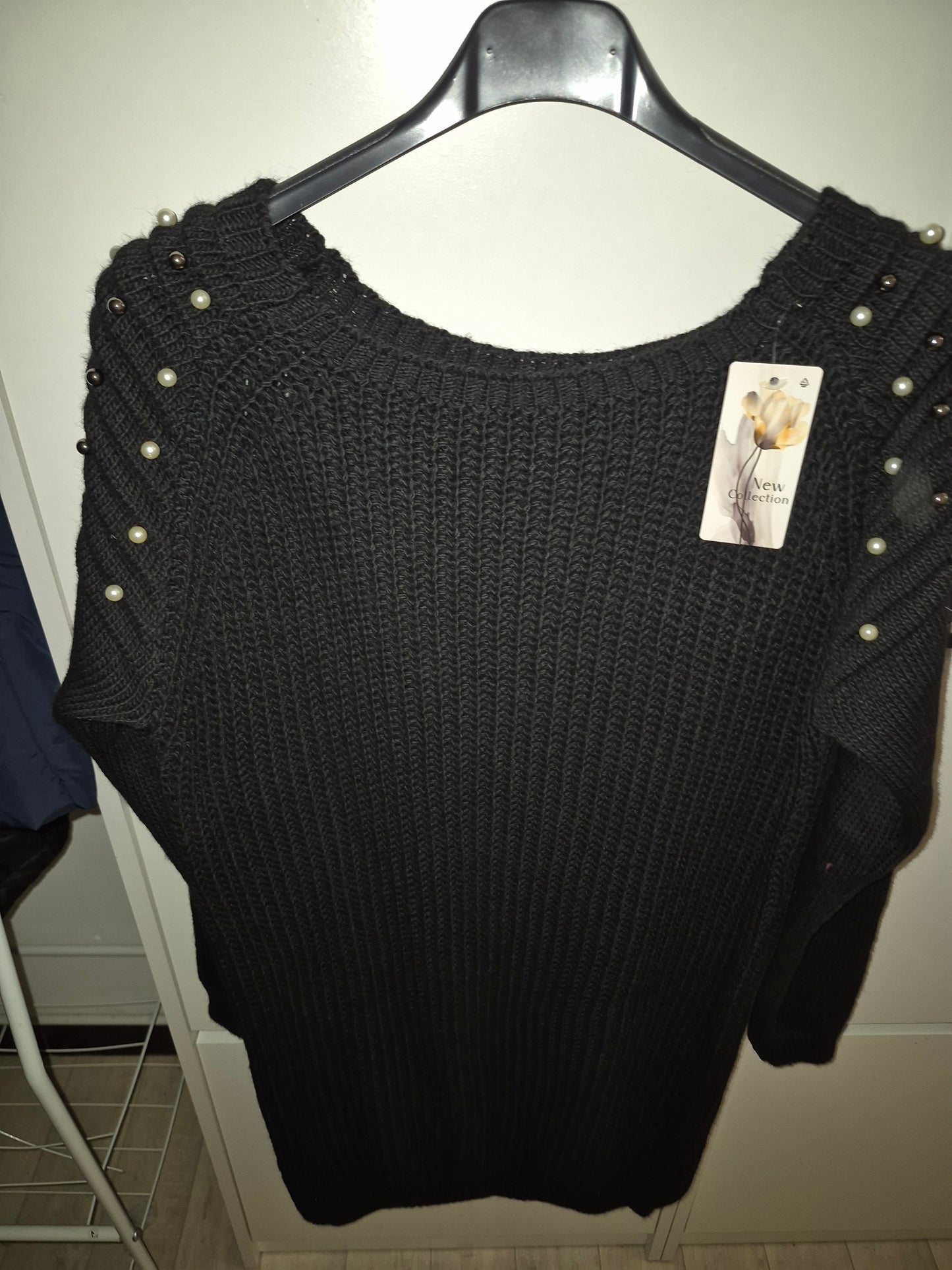 Pull long en maille à perles